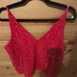Red sequin tank